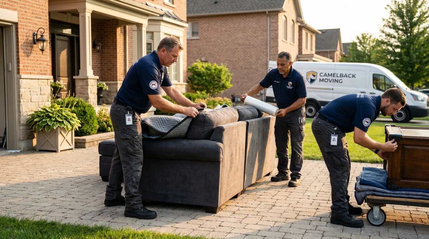 Large estate moving crew wrapping furniture in Springtown, TX